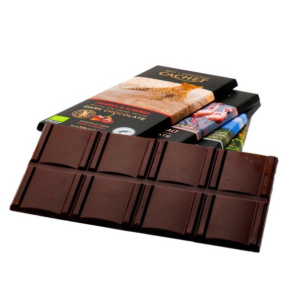 Cachet BIO-Zartbitterschokolade 57% - Kirsche & Mandel, 100 g