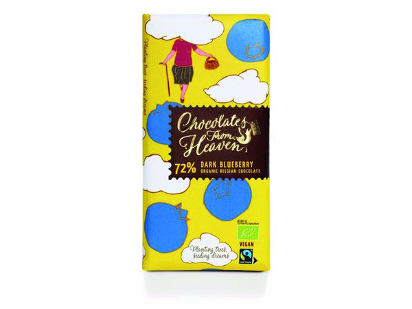 Chocolates From Heaven - BIO-Zartbitterschokolade 72%, Heidelbeere, 100g