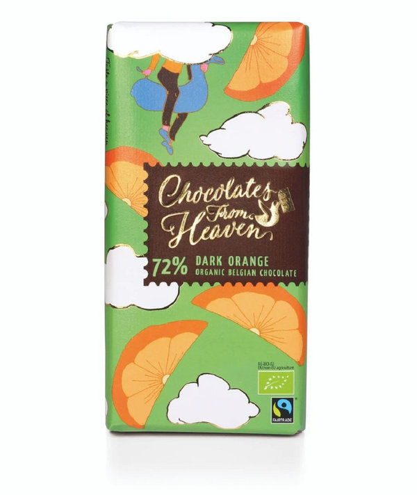 Chocolates From Heaven - BIO-Zartbitterschokolade 72%, Orange, 100g